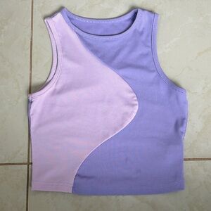 SHEIN Lavender Ribbed Sleeveless Crop Tank with Light Pink Accent